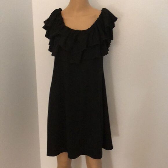 SZL Julie Brown NYC SELENA Night Out Dress w Ruffle Neckline in Black Color - Picture 5 of 10